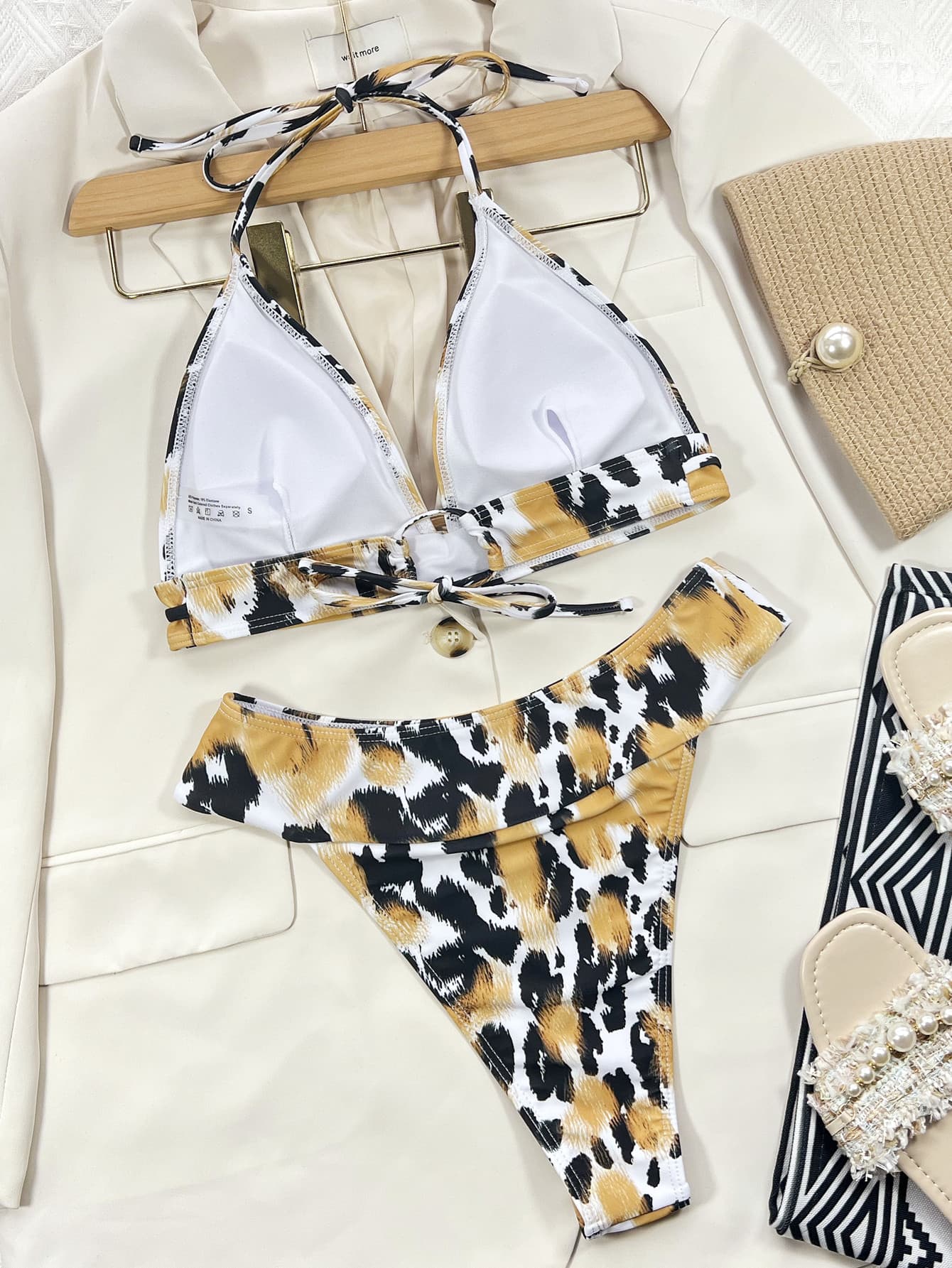 Animal Print Halter Neck Bikini Set-Jewearrings