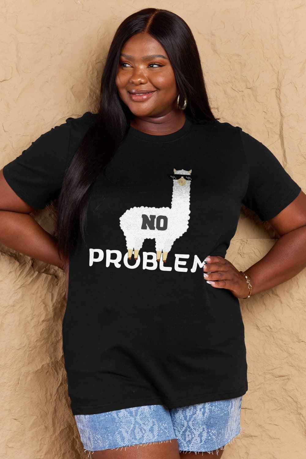 Simply Love Full Size NO PROBLEM Graphic Cotton Tee-Jewearrings