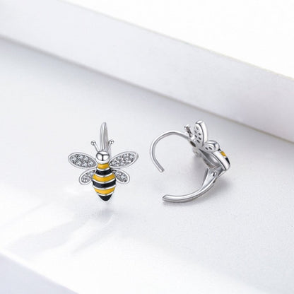 Bee Earrings S925 Sterling Silver Bumble Honey Huggie Hoop Earrings Bee Jewelry Gifts for Women Girls Teen-Jewearrings