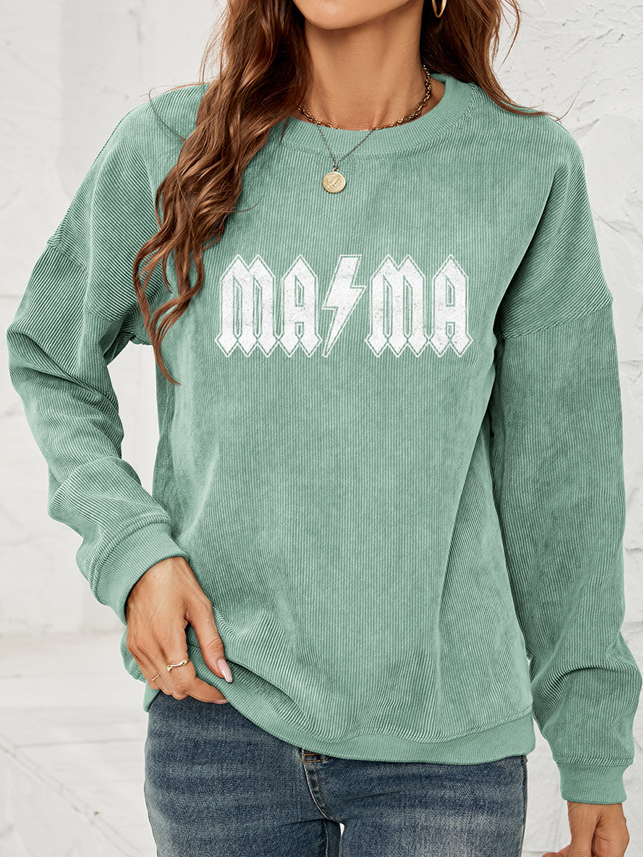 MAMA Graphic Dropped Shoulder Sweatshirt-Jewearrings