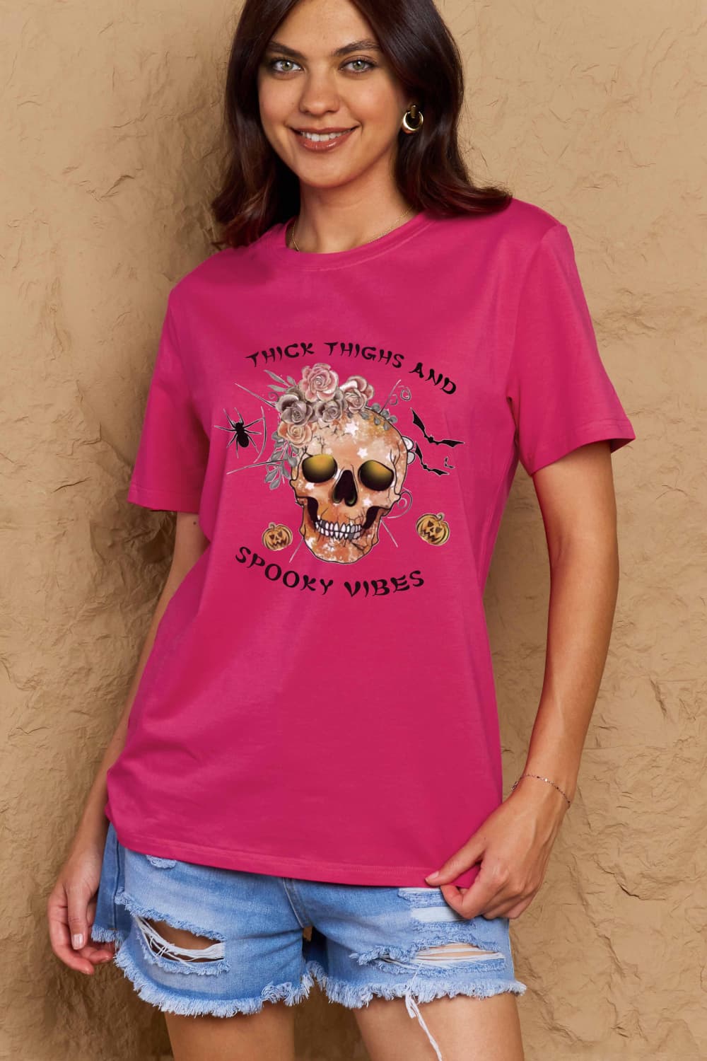 Simply Love Full Size THICK THIGHS AND SPOOKY VIBES Graphic Cotton T-Shirt-Jewearrings