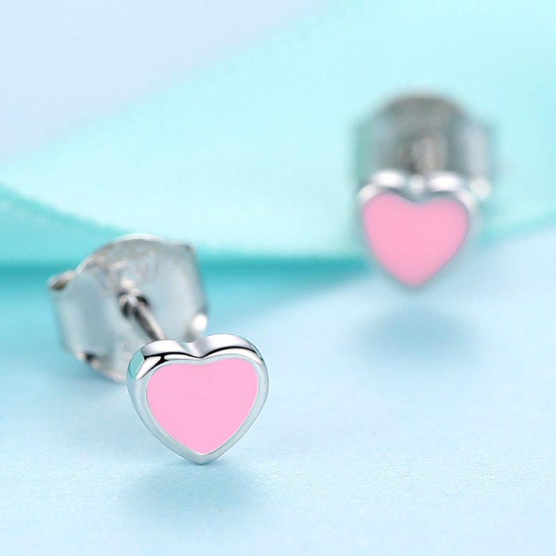 Belawang Korean Version Of S925 Sterling Silver Blue Heart-shaped Earrings-Jewearrings