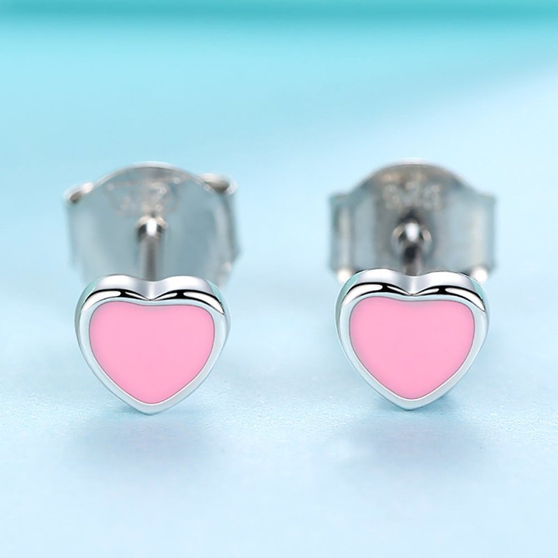 Belawang Korean Version Of S925 Sterling Silver Blue Heart-shaped Earrings-Jewearrings