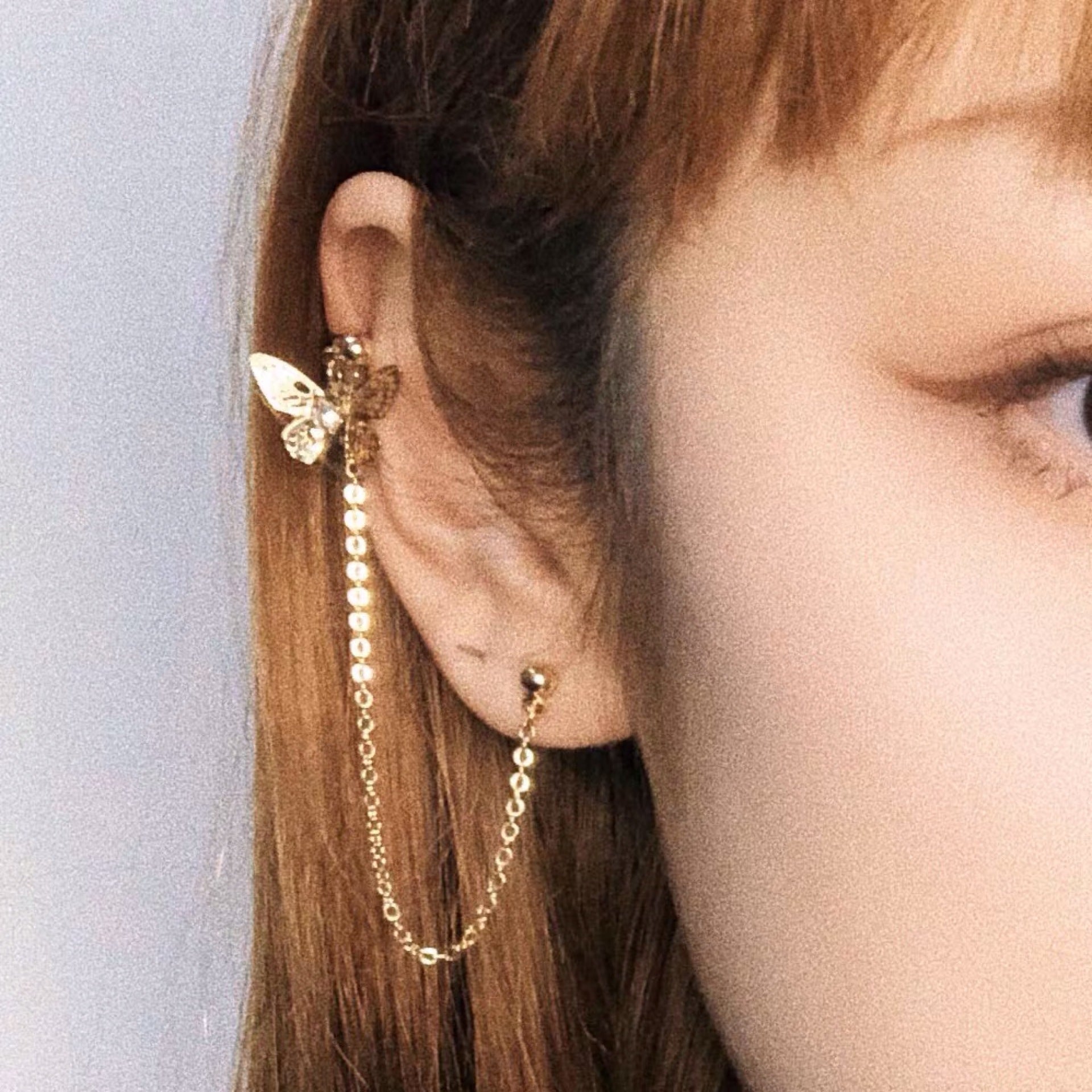 Simple And Generous Ins Fashion Earring Ear Clip Female Temperament U-shaped Tassel Small Butterfly Earrings-Jewearrings