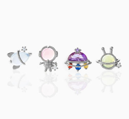 Explosive Space Element Stud Earrings 925 Sterling Silver-Jewearrings