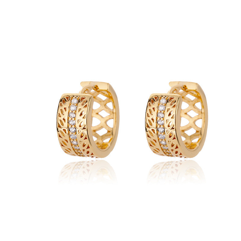 Lock Female Oval Geometric Zircon-encrusted Stud Earrings-Jewearrings