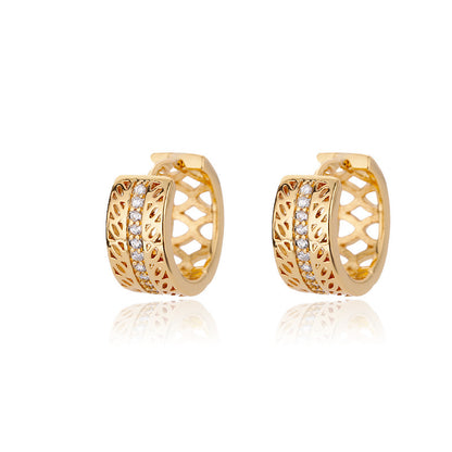 Lock Female Oval Geometric Zircon-encrusted Stud Earrings-Jewearrings