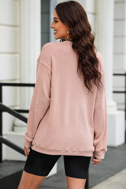 Sequin Candy Cane Round Neck Sweatshirt-Jewearrings