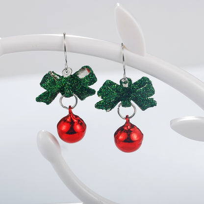 Christmas Bow Bell Earrings-Jewearrings