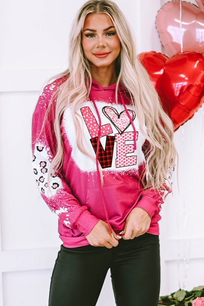 LOVE Heart Drawstring Dropped Shoulder Hoodie-Jewearrings