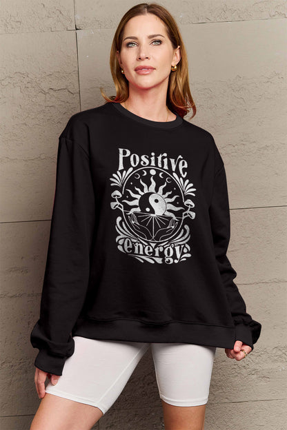 Simply Love Full Size POSITIVE ENERGY Graphic Sweatshirt-Jewearrings