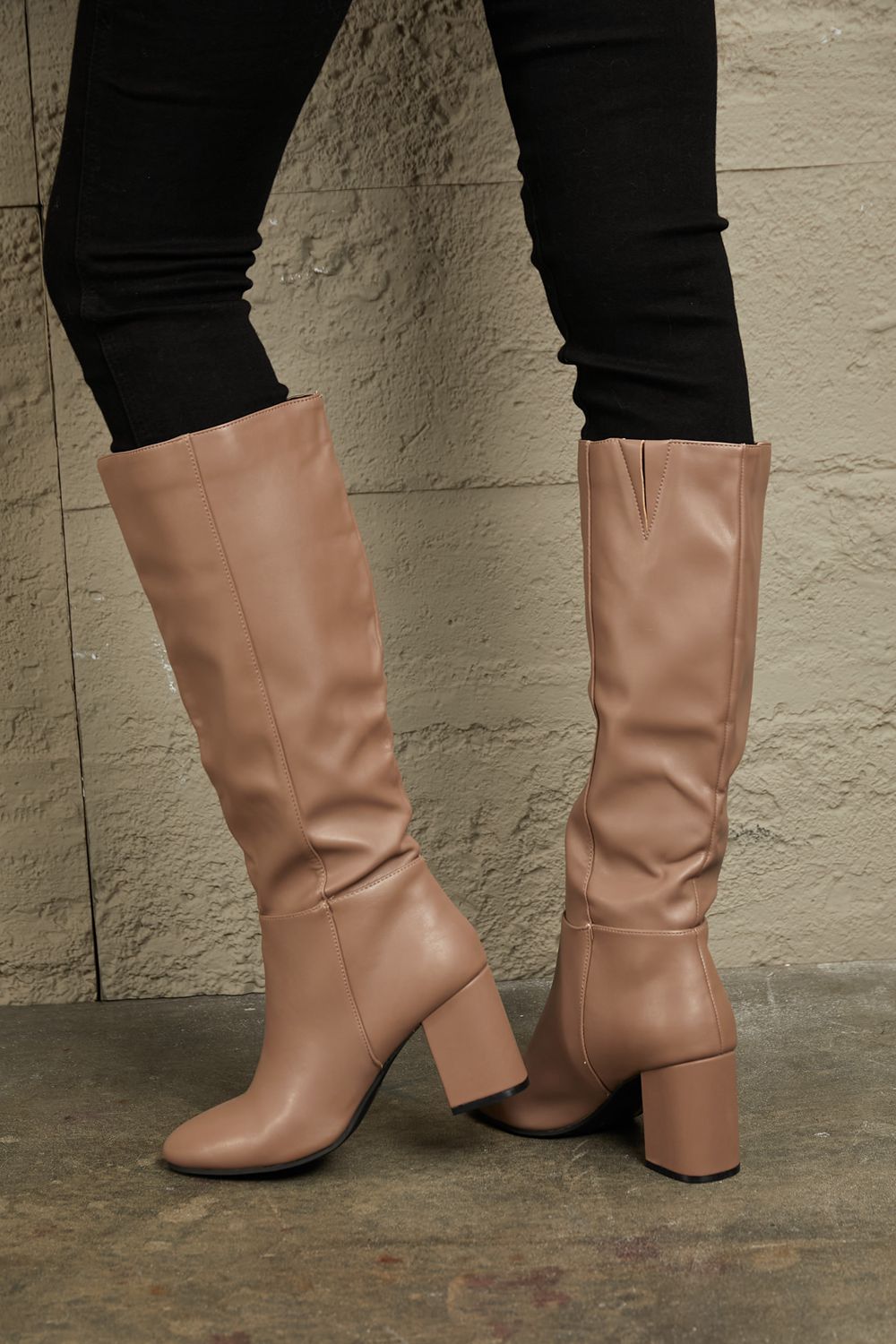 East Lion Corp Block Heel Knee High Boots-Jewearrings