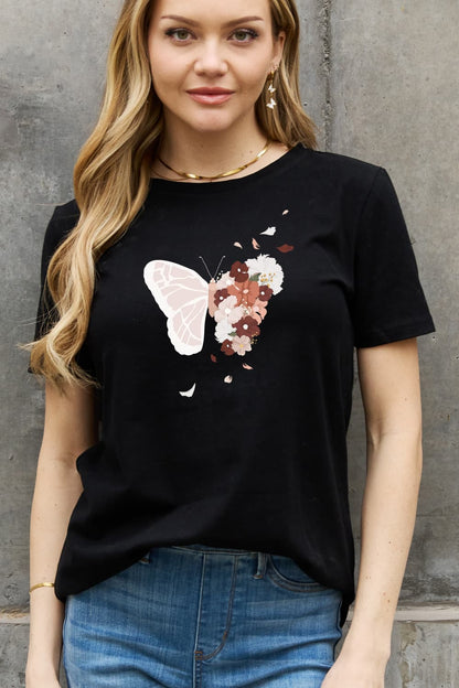 Simply Love Full Size Butterfly Graphic Cotton Tee-Jewearrings