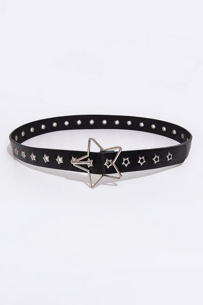 PU Leather Star Shape Buckle Belt-Jewearrings