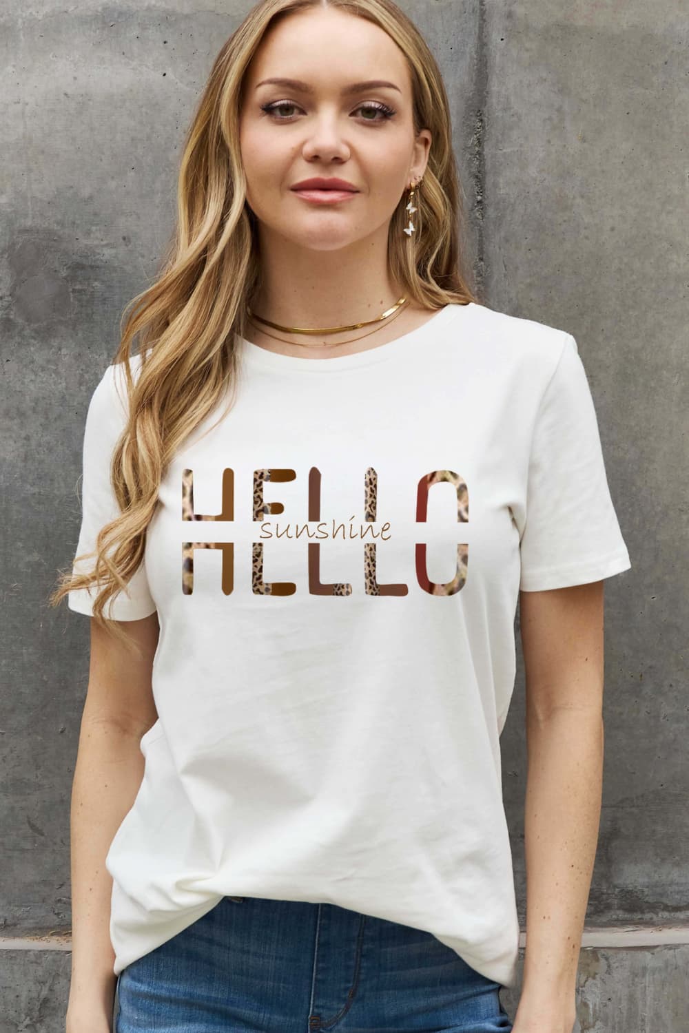 Simply Love Full Size HELLO SUNSHINE Graphic Cotton Tee-Jewearrings