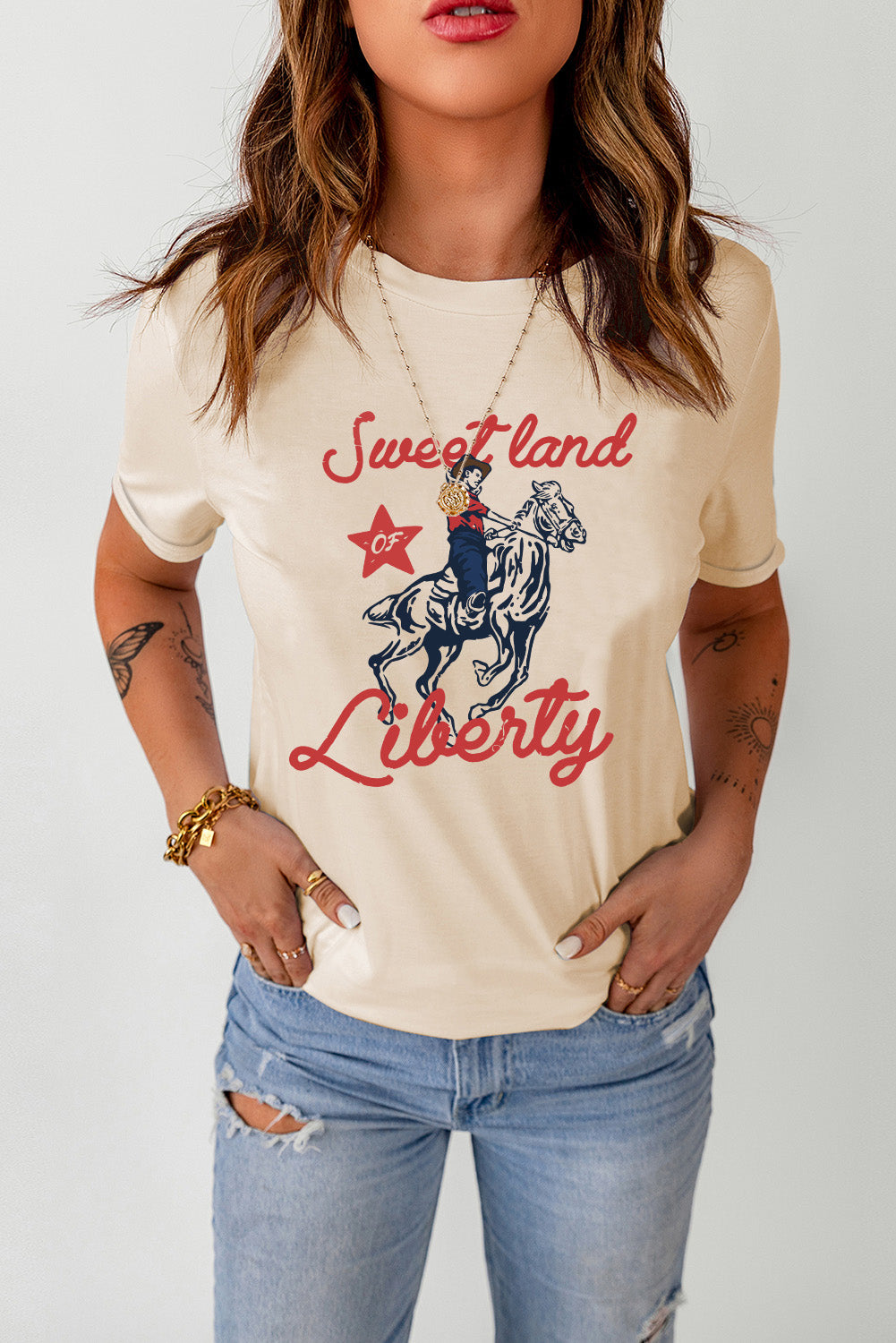 SWEET LAND OF LIBERTY Graphic Short Sleeve Tee-Jewearrings