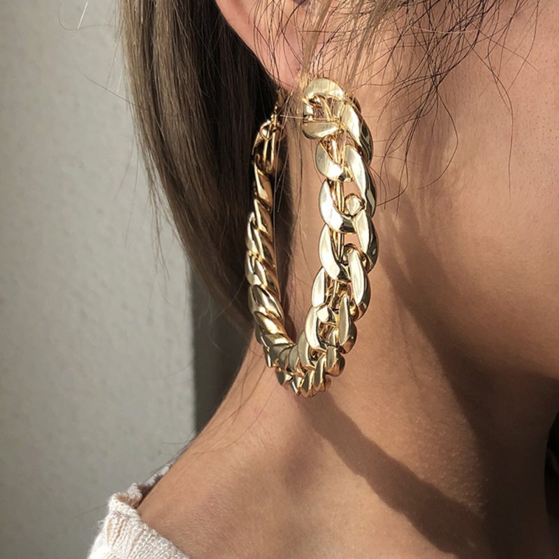 Big Circle Chain Hipster Street Style Earrings-Jewearrings