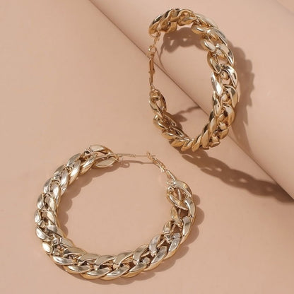 Big Circle Chain Hipster Street Style Earrings-Jewearrings