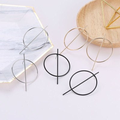 Big circle geometric earrings-Jewearrings