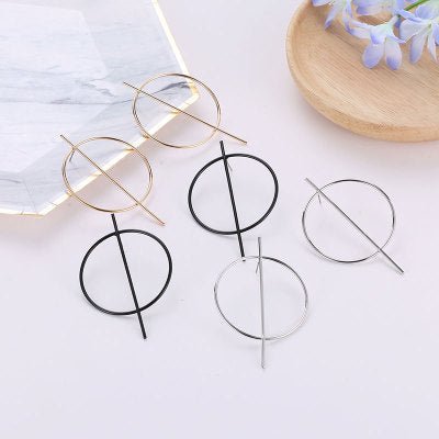 Big circle geometric earrings-Jewearrings