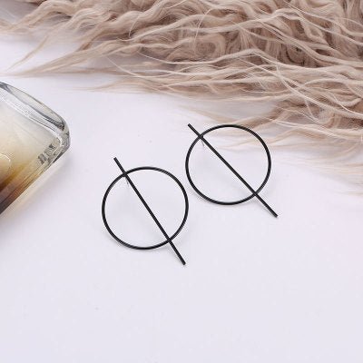 Big circle geometric earrings-Jewearrings