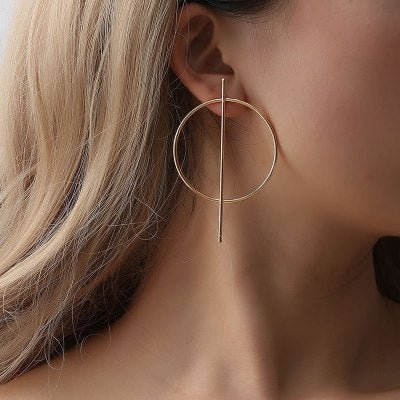 Big circle geometric earrings-Jewearrings