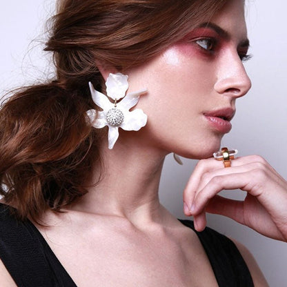 Big Flower Earrings Earrings Temperament Trendy Women All-match Super Fairy Ear Jewelry-Jewearrings