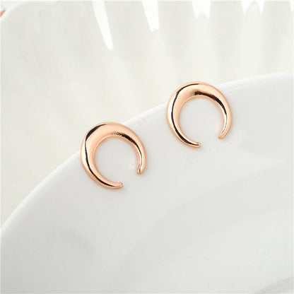 Big Moon Crescent Stud Earrings-Jewearrings