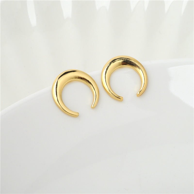 Big Moon Crescent Stud Earrings-Jewearrings