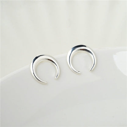 Big Moon Crescent Stud Earrings-Jewearrings