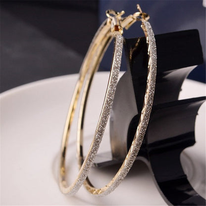 Big ring frosted earrings-Jewearrings