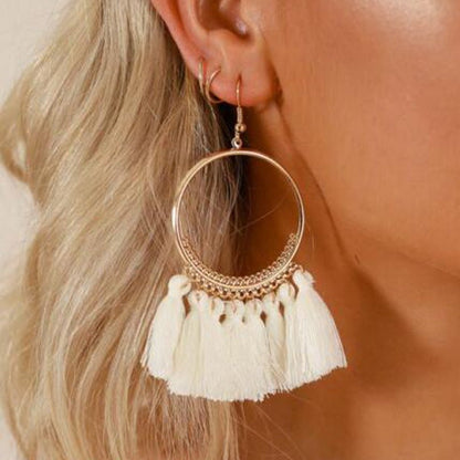 Big Round Drop Dangle Earrings-Jewearrings