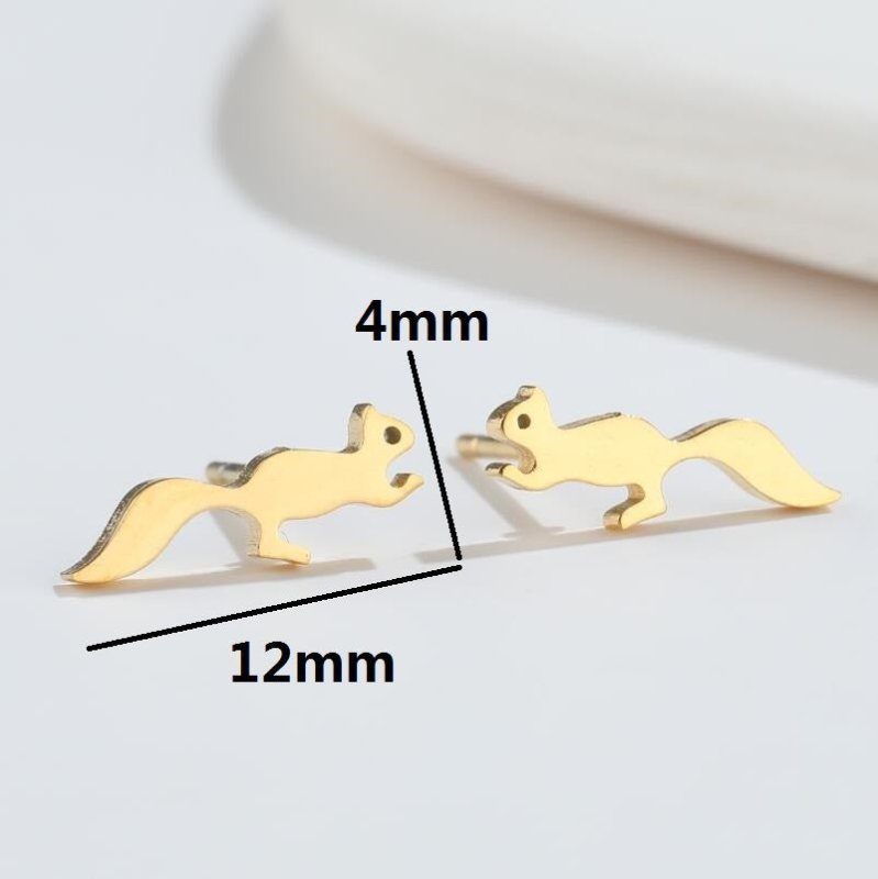 Big Tail Fox Running Animal Stud Earrings-Jewearrings