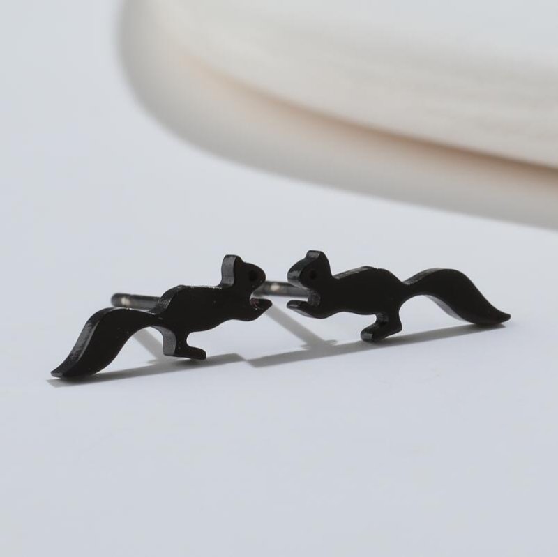 Big Tail Fox Running Animal Stud Earrings-Jewearrings