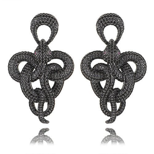 Big twisted snake exaggerated wide Earrings-Jewearrings