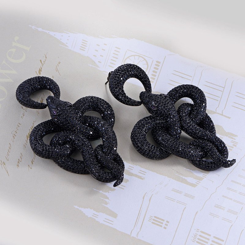 Big twisted snake exaggerated wide Earrings-Jewearrings