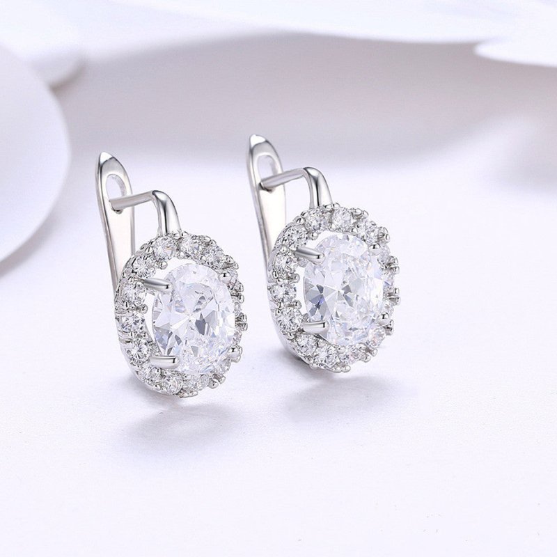 Big Zircon White Glamorous Female Earrings Valentine's Day Gift-Jewearrings