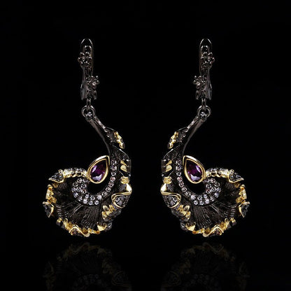 Black And Gold Two-tone Earrings-Jewearrings