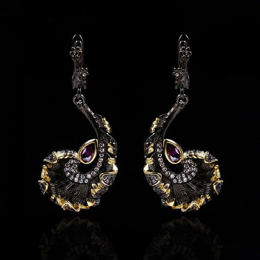 Black And Gold Two-tone Earrings-Jewearrings