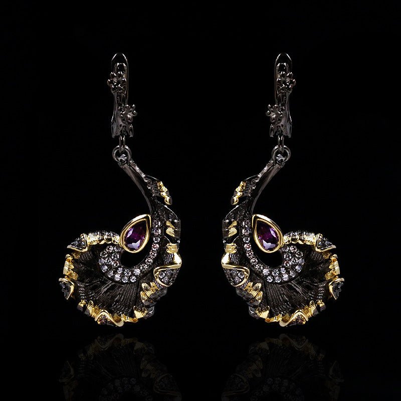 Black And Gold Two-tone Earrings-Jewearrings