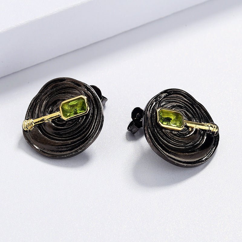 Black Gold Double Color Metal Twist Braided Twist Earrings-Jewearrings