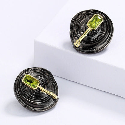 Black Gold Double Color Metal Twist Braided Twist Earrings-Jewearrings