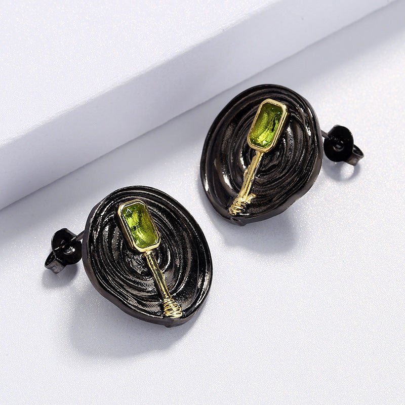 Black Gold Double Color Metal Twist Braided Twist Earrings-Jewearrings