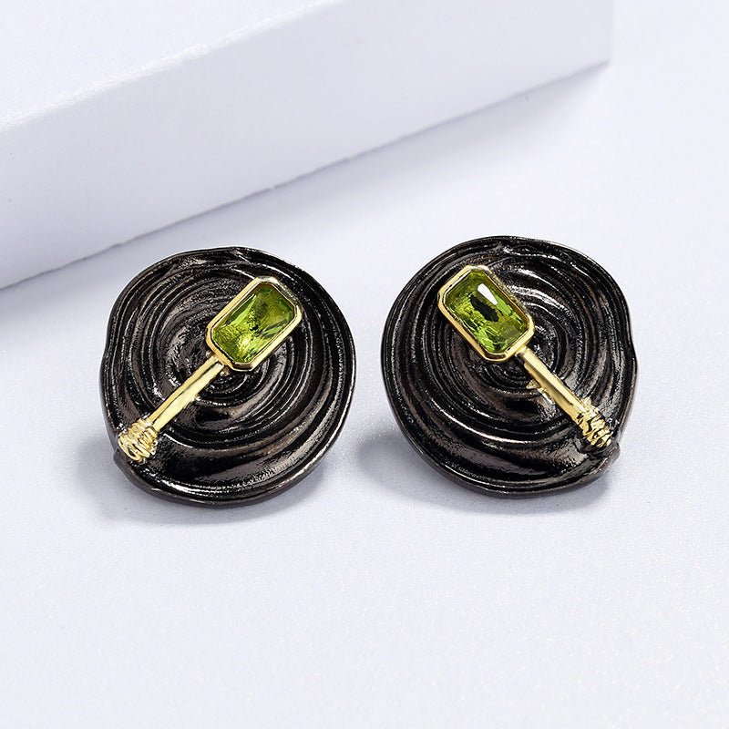 Black Gold Double Color Metal Twist Braided Twist Earrings-Jewearrings