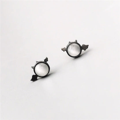 Black Gold Little Devil 925 Silver Stud Earrings-Jewearrings