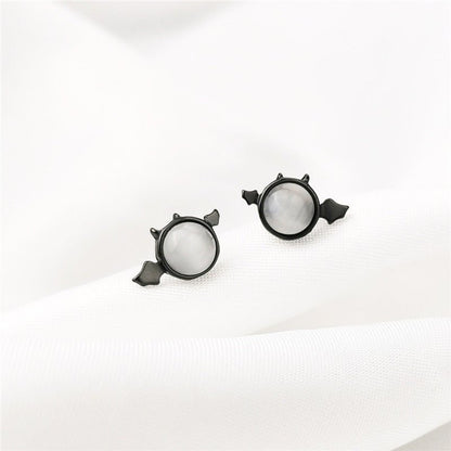 Black Gold Little Devil 925 Silver Stud Earrings-Jewearrings