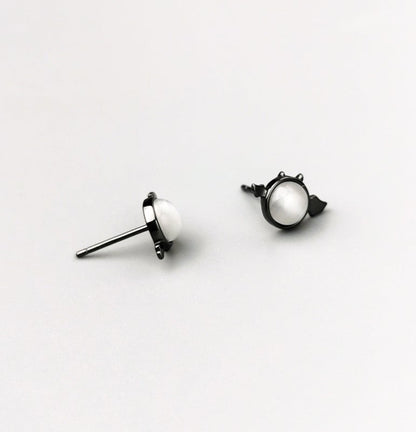 Black Gold Little Devil 925 Silver Stud Earrings-Jewearrings