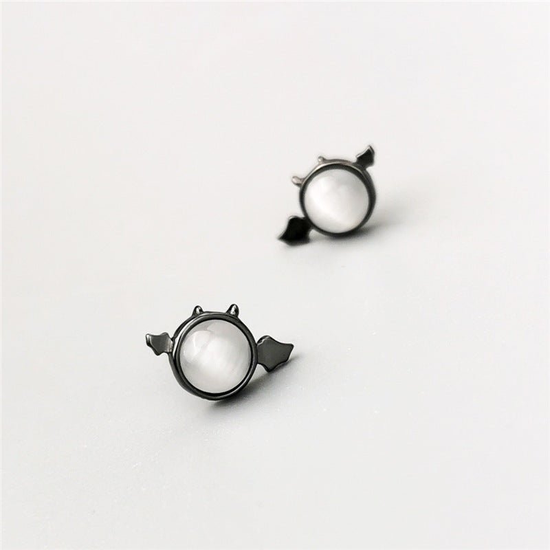 Black Gold Little Devil 925 Silver Stud Earrings-Jewearrings