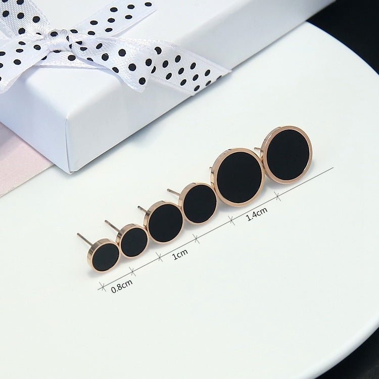 Black round rose gold earrings for women-Jewearrings