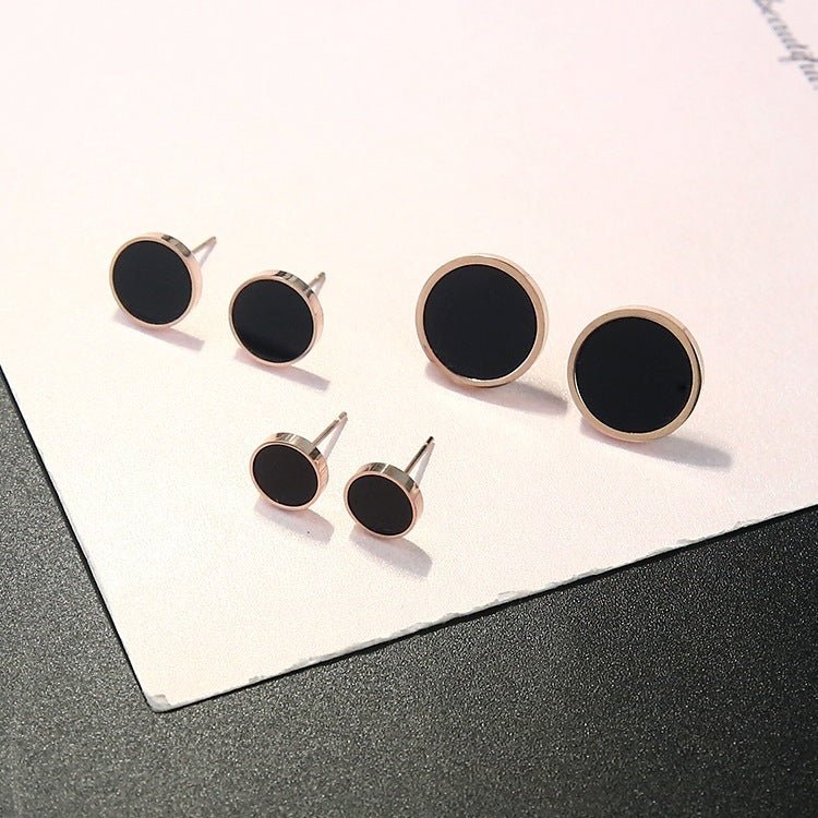 Black round rose gold earrings for women-Jewearrings